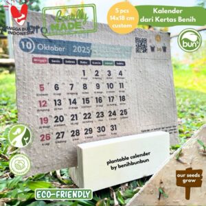 Kalender Kertas Benih Dudukan Kayu
